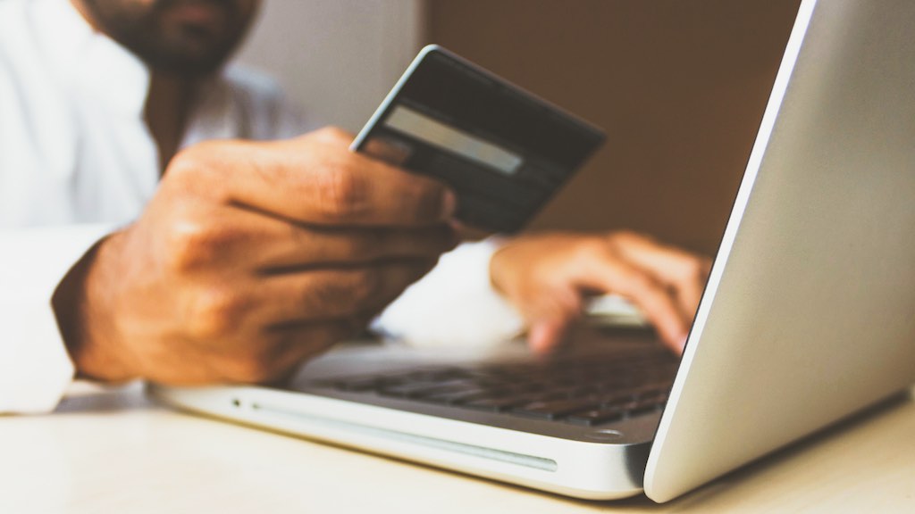A person making an online payment