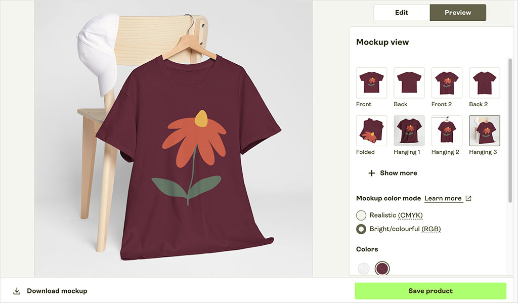 Adding a design to a print on demand t-shirt product