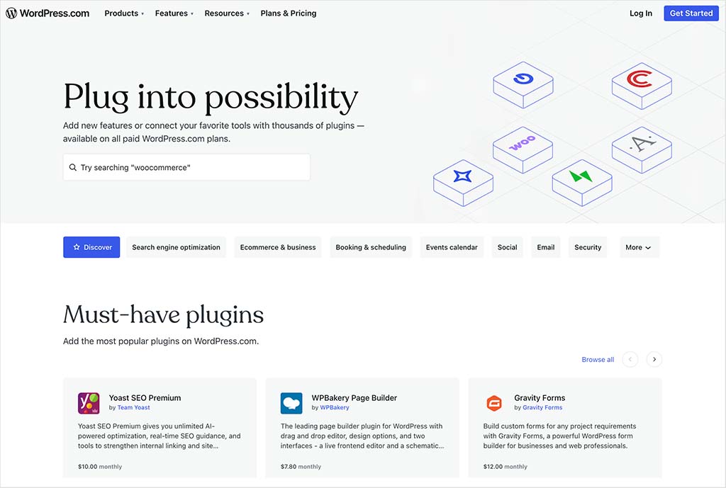 The WordPress.com plugins marketplace