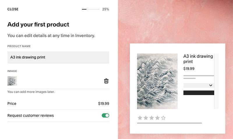 Adding a product to a Squarespace site.