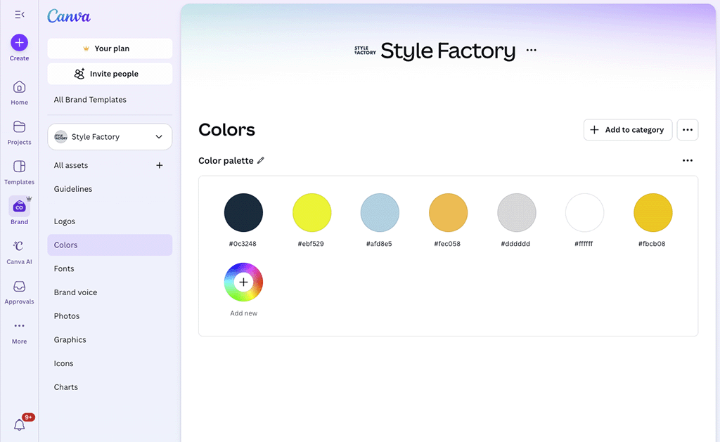 Canva's "Brand Kit" feature