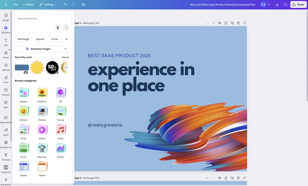 The Canva interface
