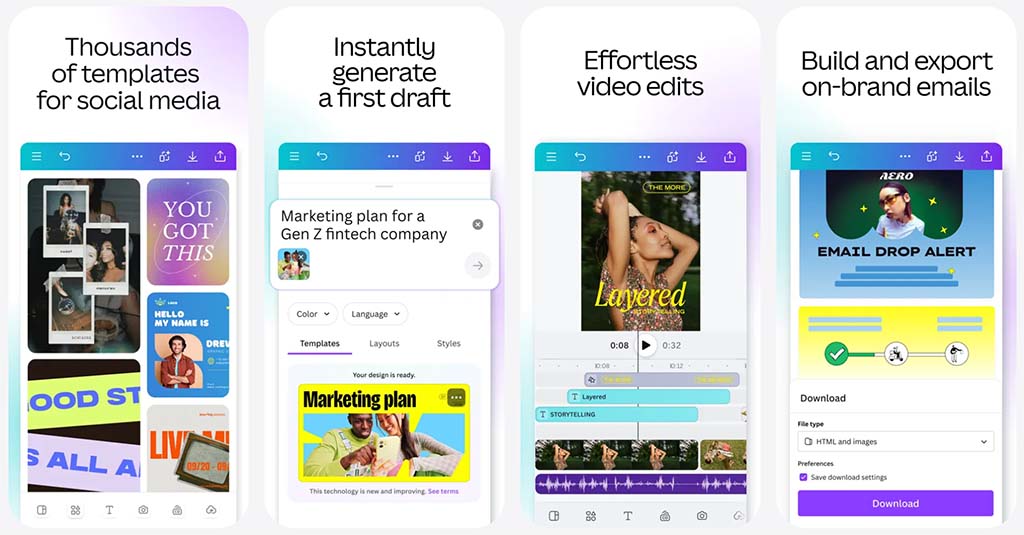 The Canva mobile app