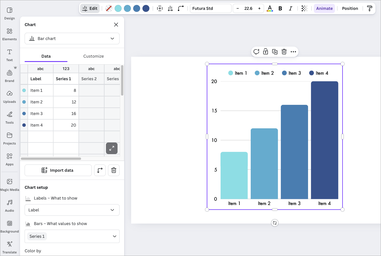 Creating charts in Canva