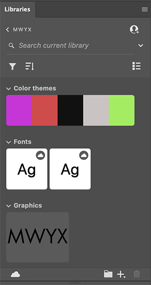 The 'Creative Cloud Library' in Photoshop.