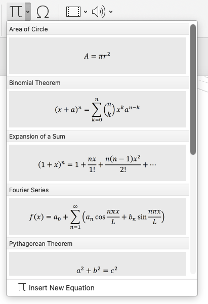 Inserting equations in PowerPoint