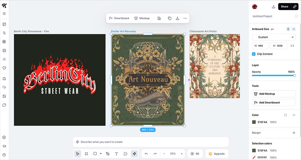 Working with multiple artboards in Kittl
