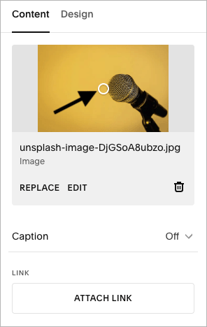 Setting an image's focal point in Squarespace