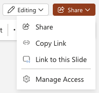 Sharing options in PowerPoint