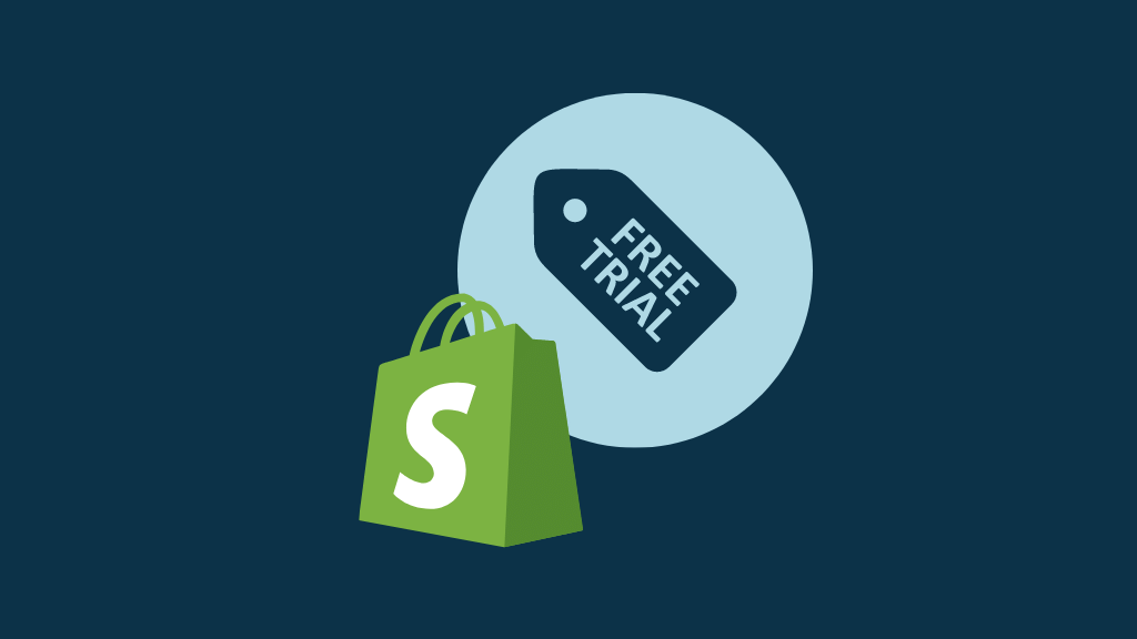Shopify free trial (Shopify logo plus a 'free trial' tag)