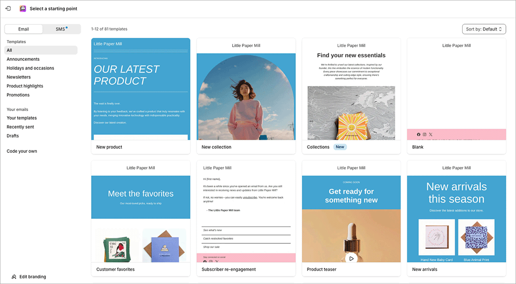 Shopify Messaging templates