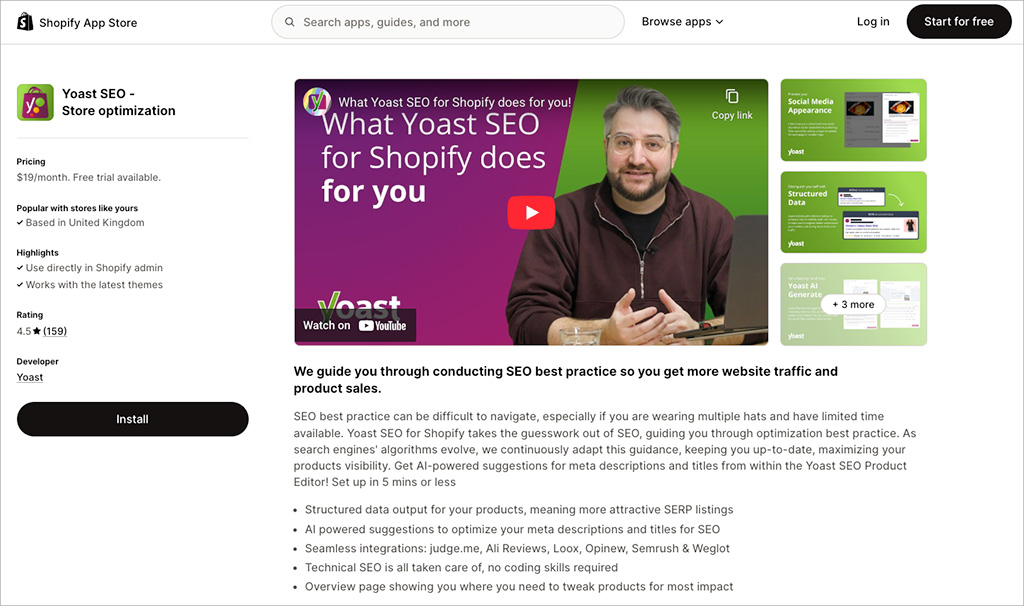 The Yoast app for Shopify