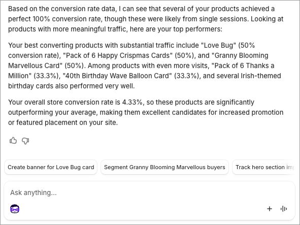 Shopify Sidekick being used to analyse store data