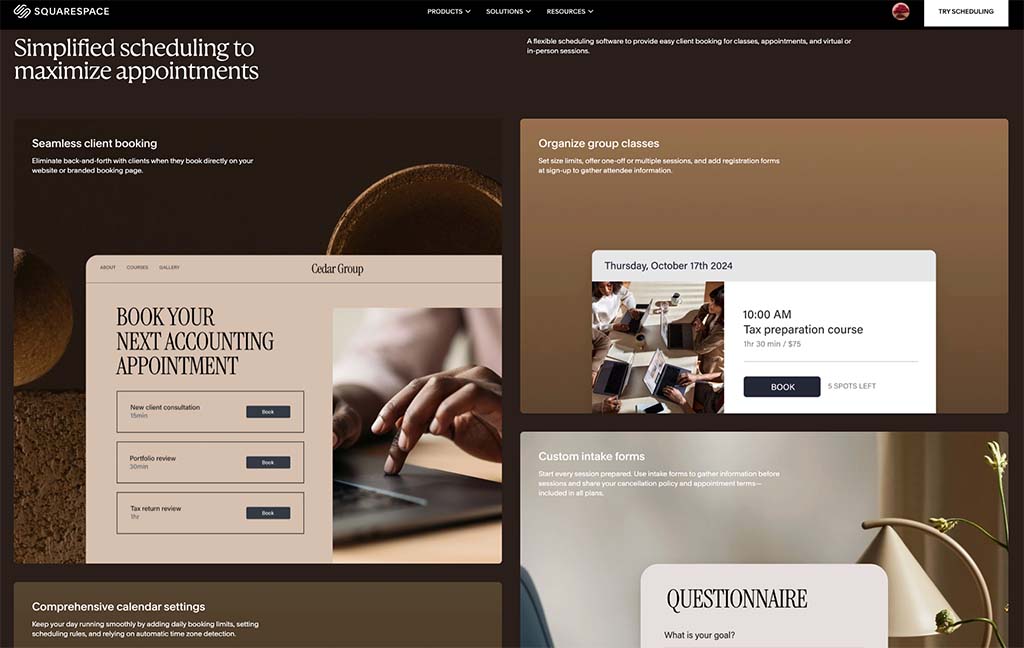 The Squarespace Scheduling feature