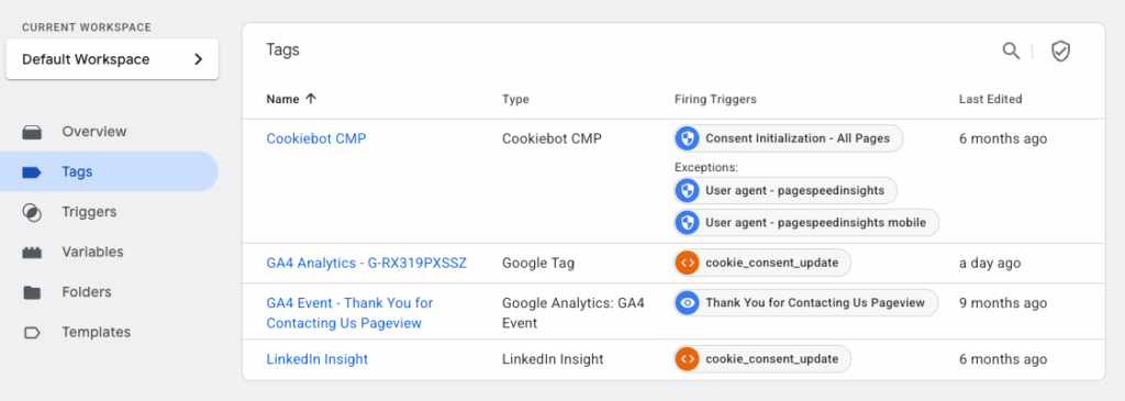 Using Cookiebot CMP with Google Tag Manager