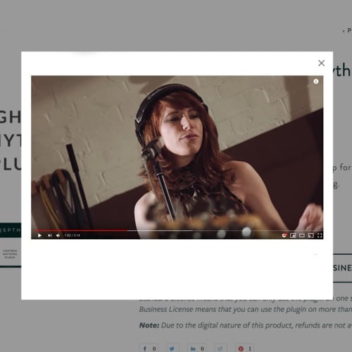 The Squarespace video lightbox plugin