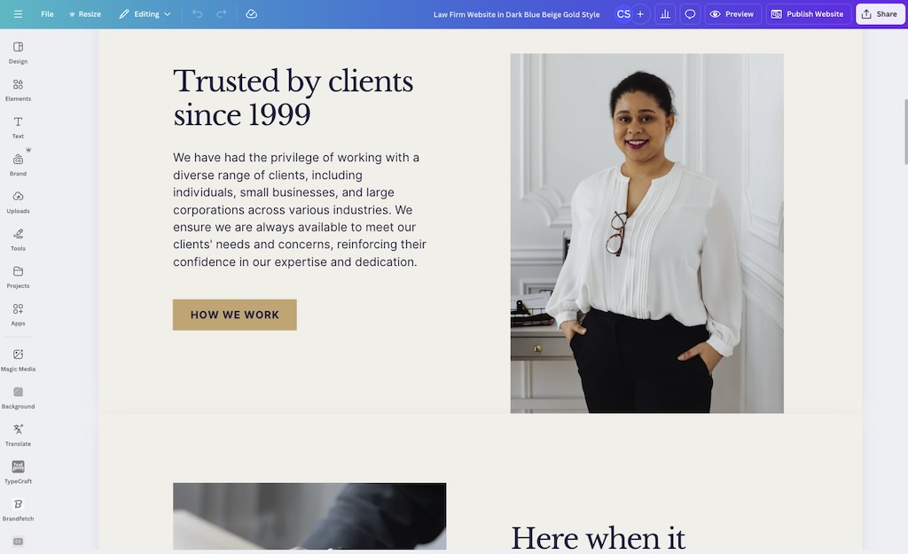 Building a website using Canva