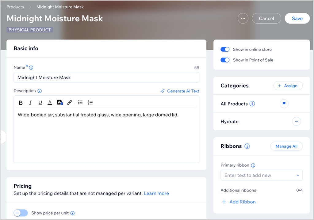 Adding products to a Wix store
