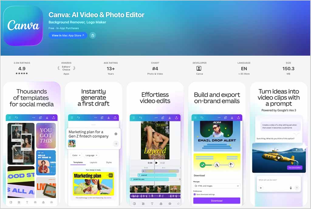 Canva iOS app