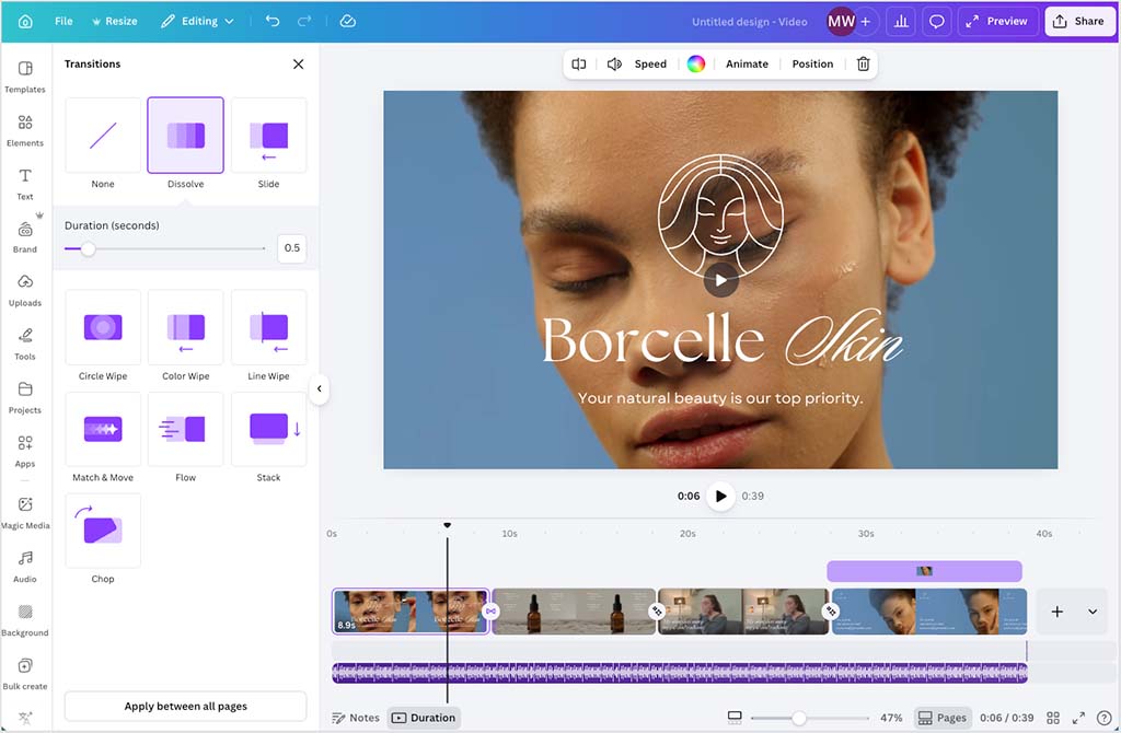 The Canva video editor
