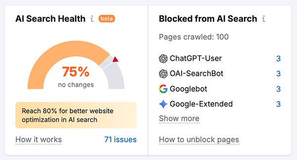 Semrush's 'AI Search Health' score