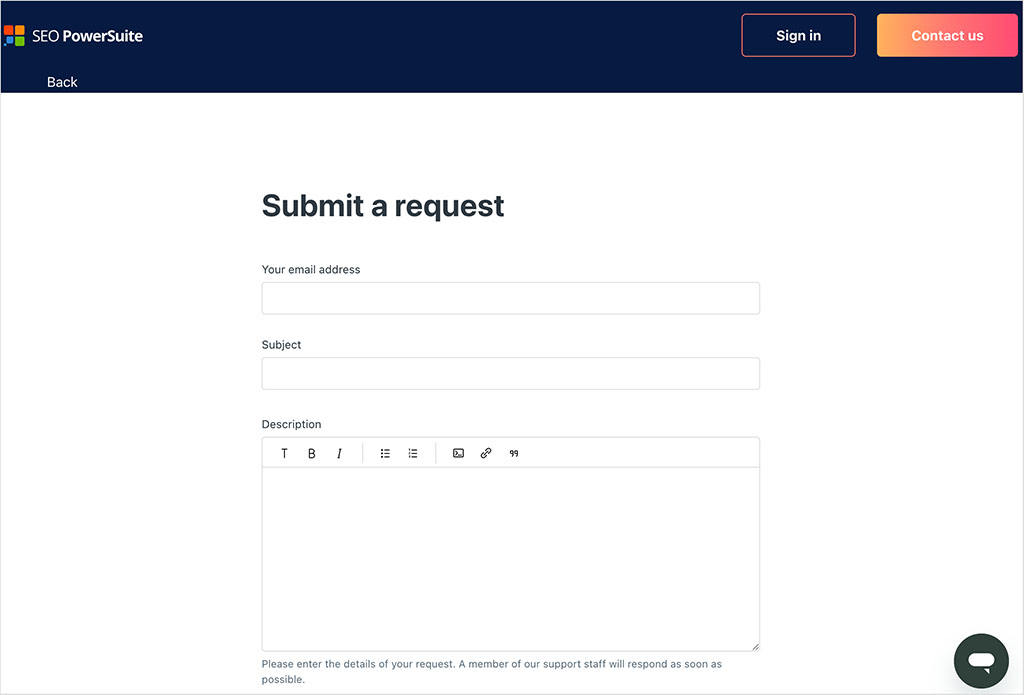 SEO PowerSuite email support