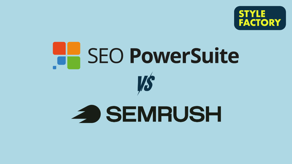 'SEO PowerSuite vs Semrush — Which is the better SEO tool?' — the SEO PowerSuite and Semrush logos on a light blue background