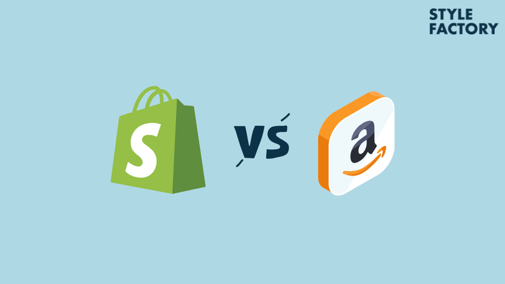 Shopify vs Amazon (an image of the two companies' logos, side by side, with a versus symbol between them)
