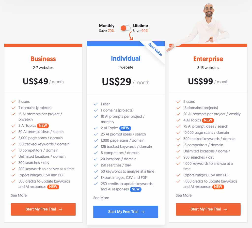 Ubersuggest pricing plans