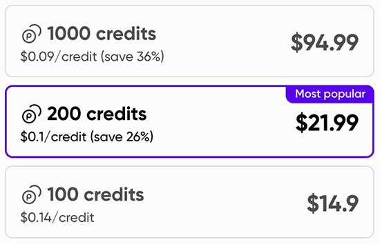Picsart AI credit bundles