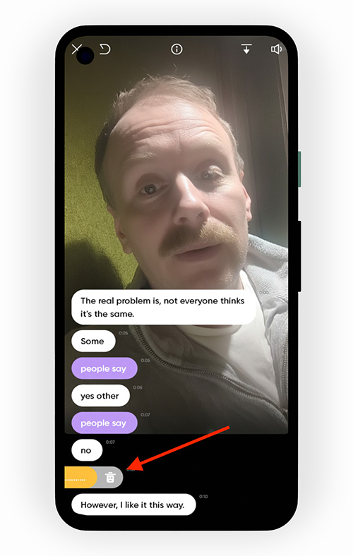 Removing unwanted dialogue in a video clip with Picsart's 'Blooper' tool
