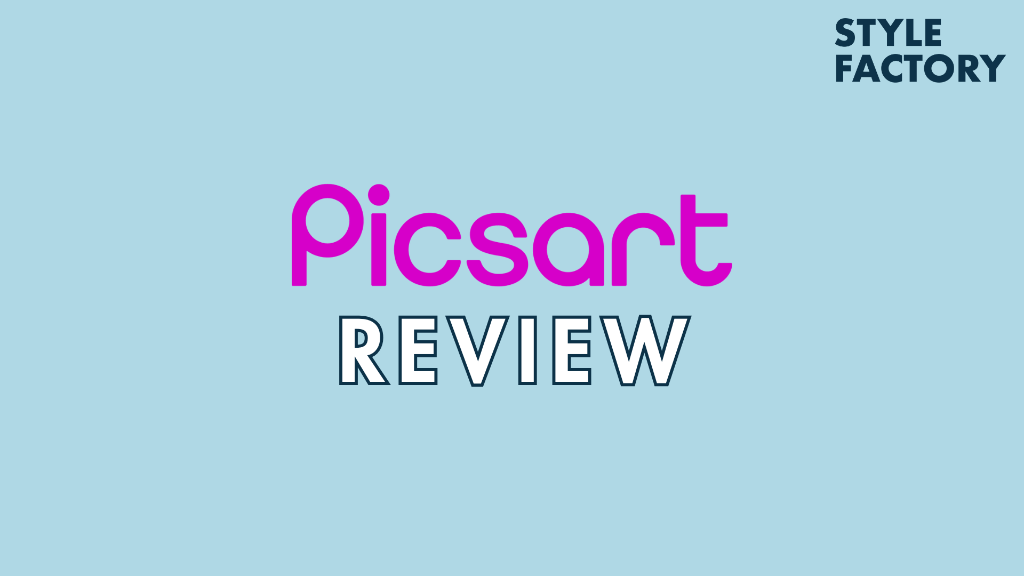 'Picsart review' - The Picsart logo against a light blue background