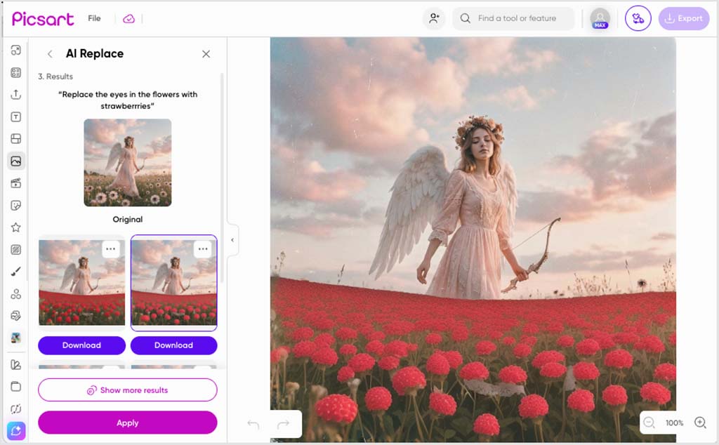 Using Picsart's 'AI replace' feature