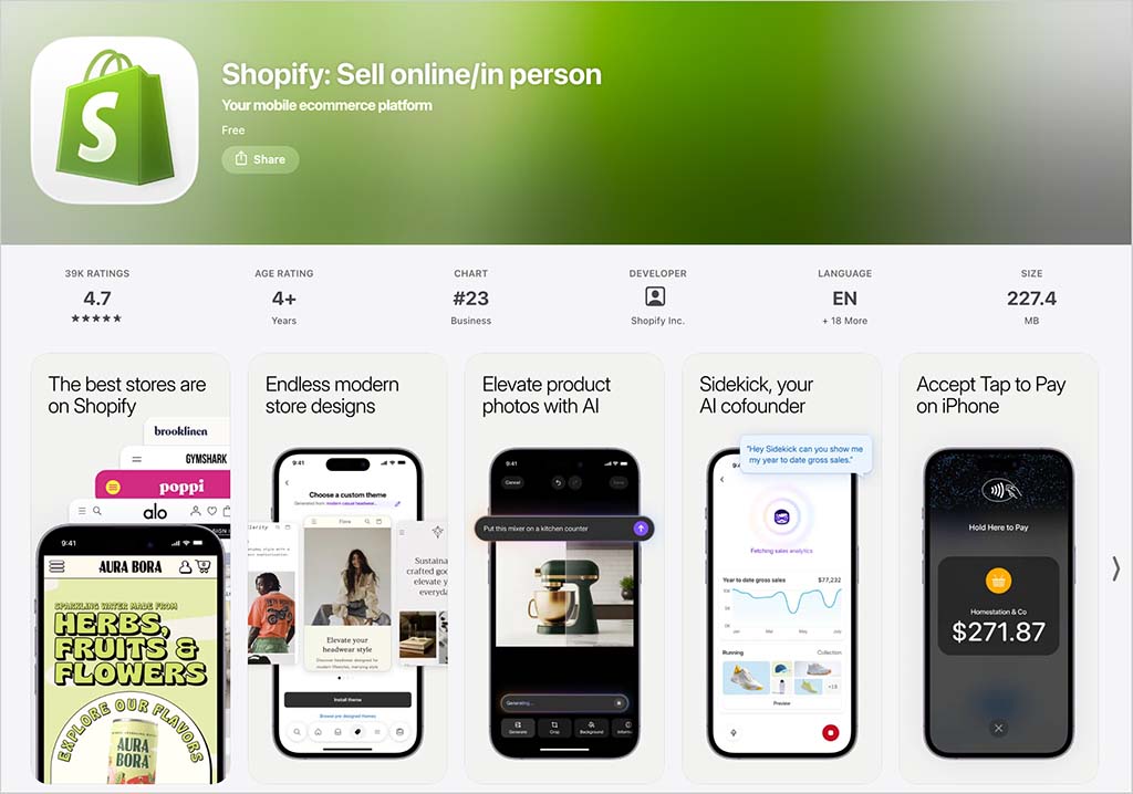 Shopify iOS app