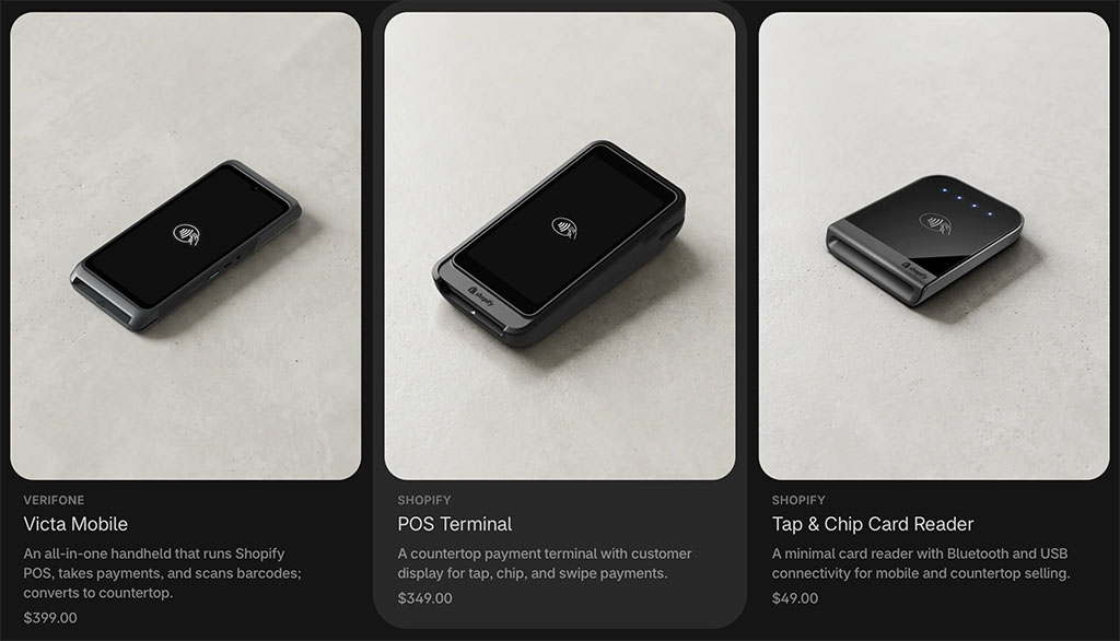 Items in Shopify's POS hardware store