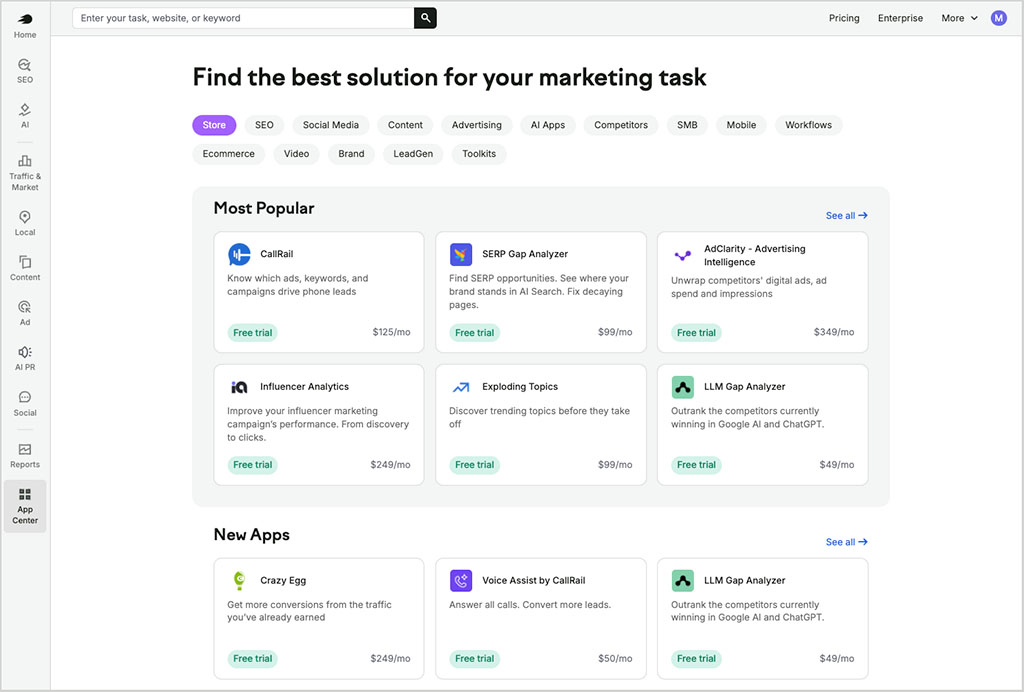 Semrush app center