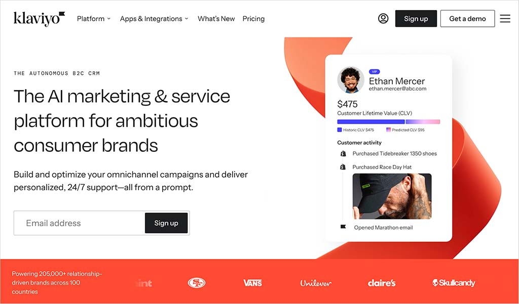 Klaviyo home page