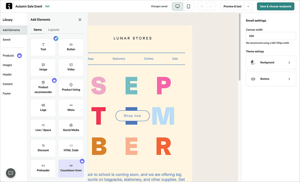 Using Omnisend's email editor