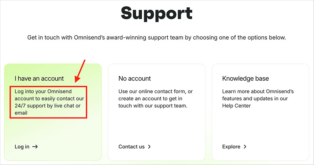 Omnisend support